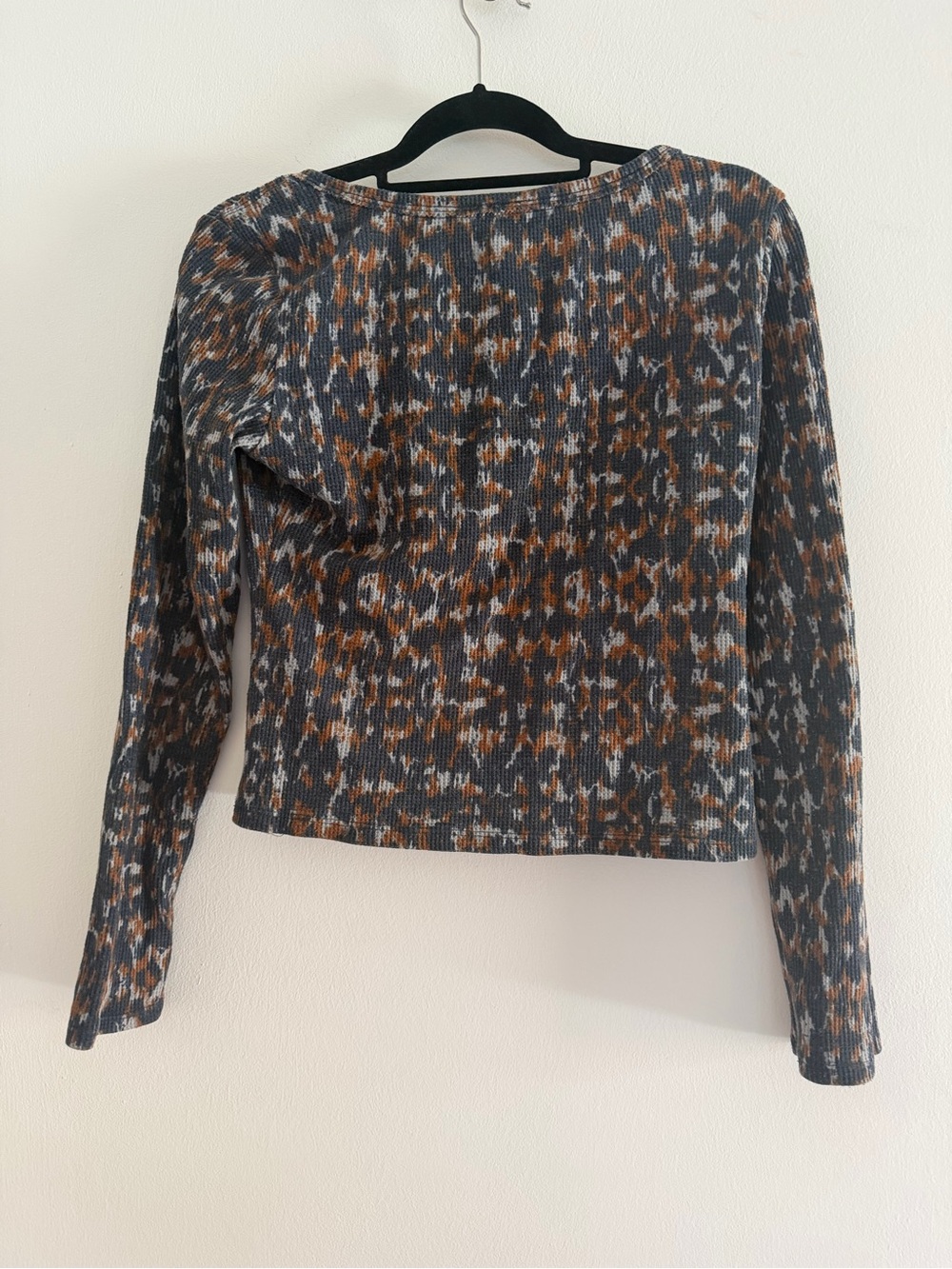 Anthropologie Pilcro Brown Multi V-Neck Ribbed Long Sleeve Top - Picture 3 of 5